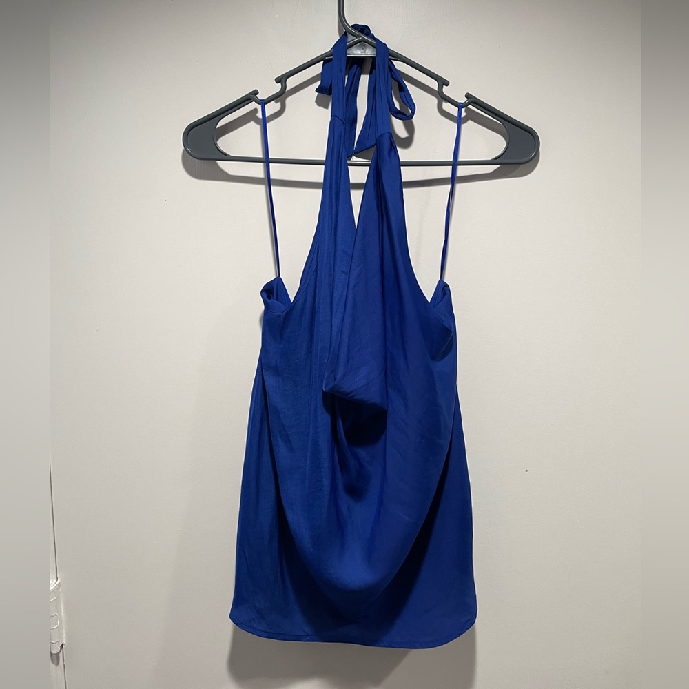 XL Royal Blue Dolan Cowl Neck Halter (from Anthropologie)